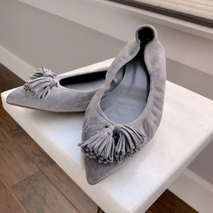 J.Crew Grey Suede Tassel Flats